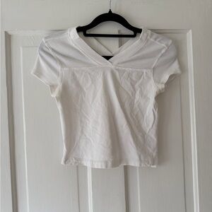 Classic White V-Neck Women's Top